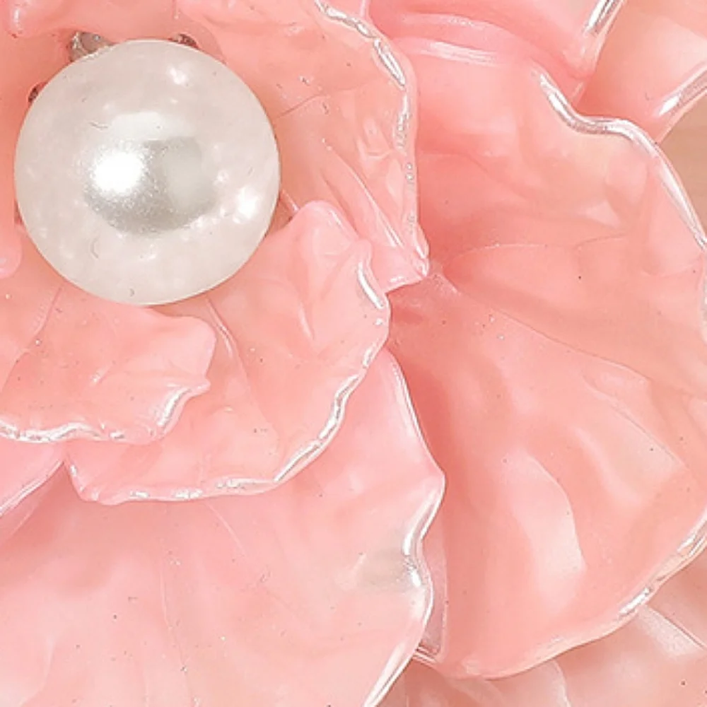 Pink Green Pearl Flower 4.25 Inch Stretch Bracelet Statement Jewelry - Picture 3 of 5
